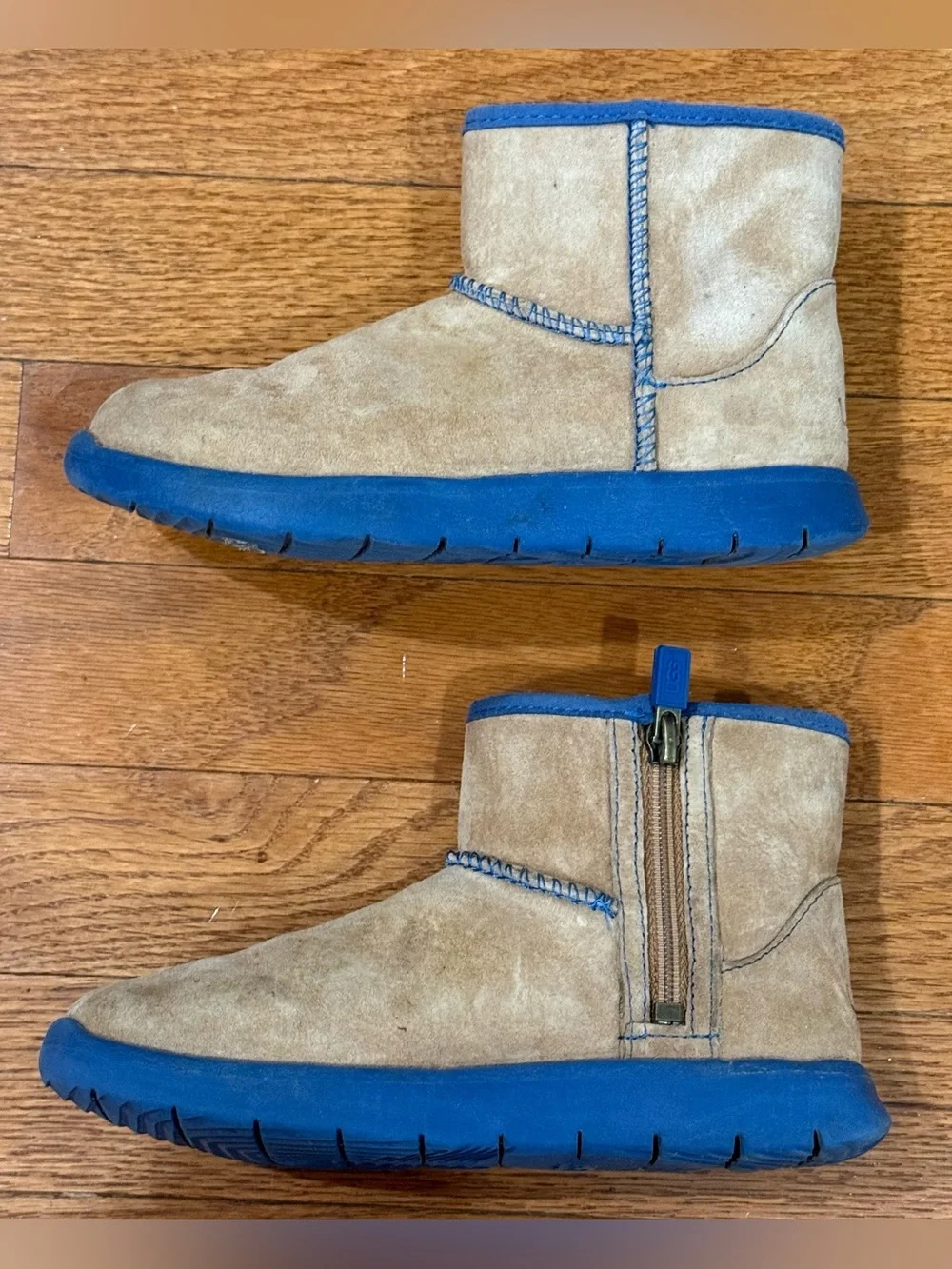 UGG Australia Kids 12 Boys Girls Breaker Suede Boots Zip 1008154K Ankle Booties
